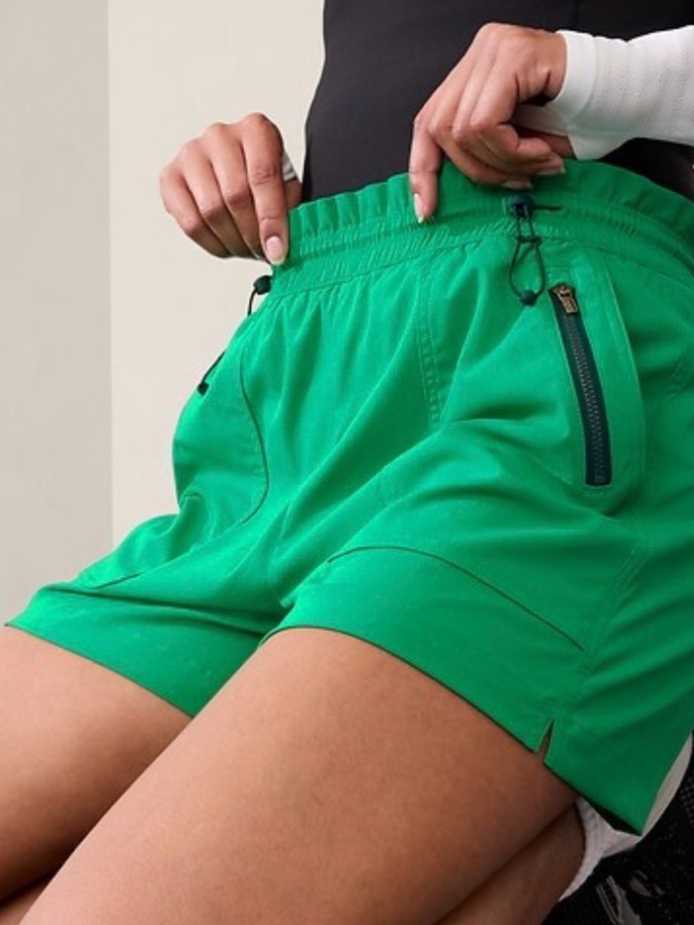 Athleta Trekkie Parachute Bright Green Athletic Shorts